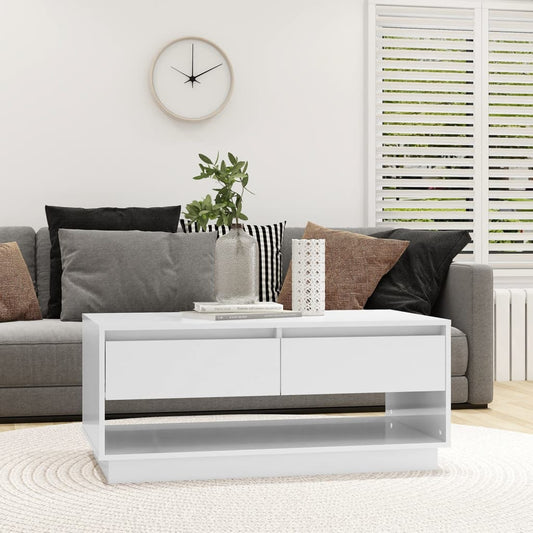 Berkfield Coffee Table High Gloss White 102.5x55x44 cm Engineered Wood