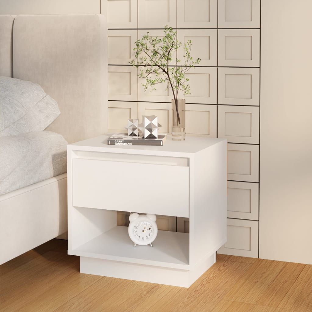 Berkfield Bedside Cabinet White 45x34x44 cm Engineered Wood
