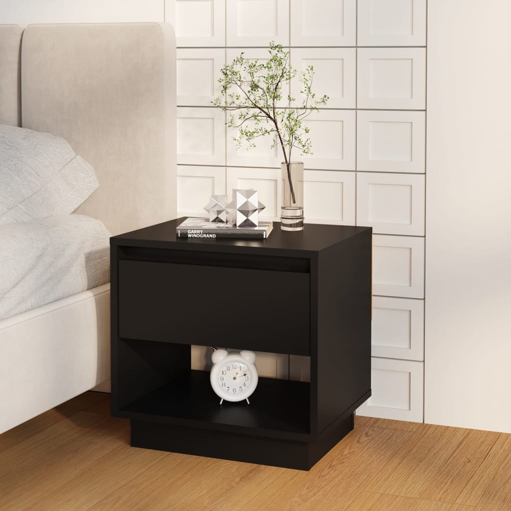Berkfield Bedside Cabinet Black 45x34x44 cm Engineered Wood