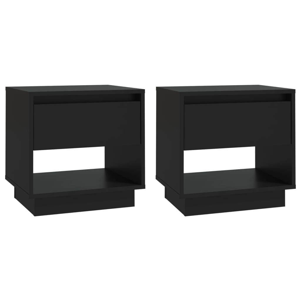 Berkfield Bedside Cabinets 2 pcs Black 45x34x44 cm Engineered Wood