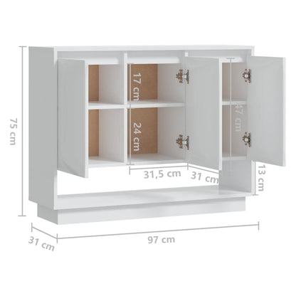 Berkfield Sideboard High Gloss White 97x31x75 cm Engineered Wood