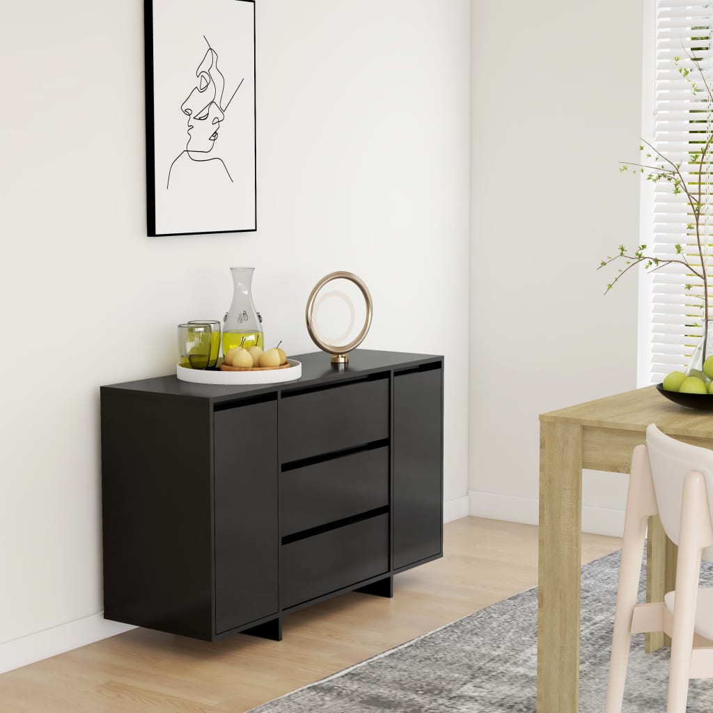 Berkfield Sideboard with 3 Drawers Black 120x41x75 cm Engineered Wood