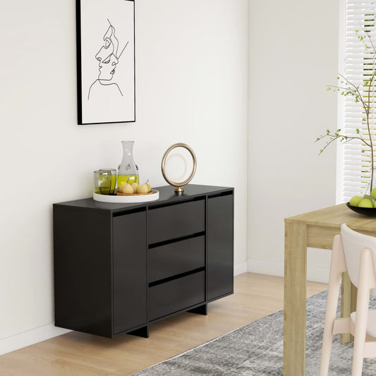 Berkfield Sideboard with 3 Drawers Black 120x41x75 cm Engineered Wood