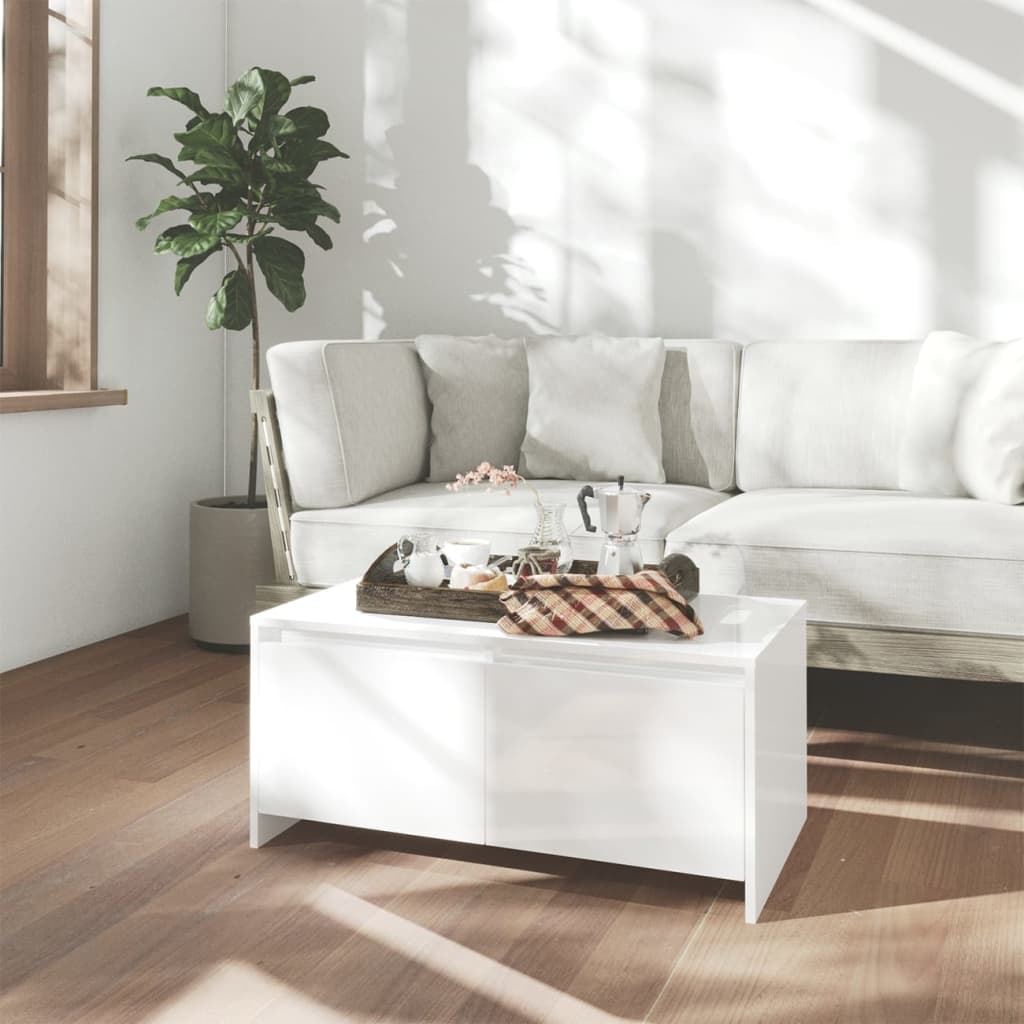 Berkfield Coffee Table High Gloss White 90x50x41.5 cm Engineered Wood