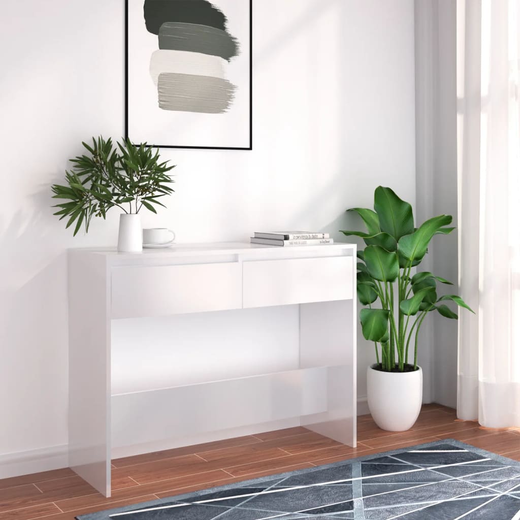 Berkfield Console Table High Gloss White 100x35x76.5 cm Engineered Wood