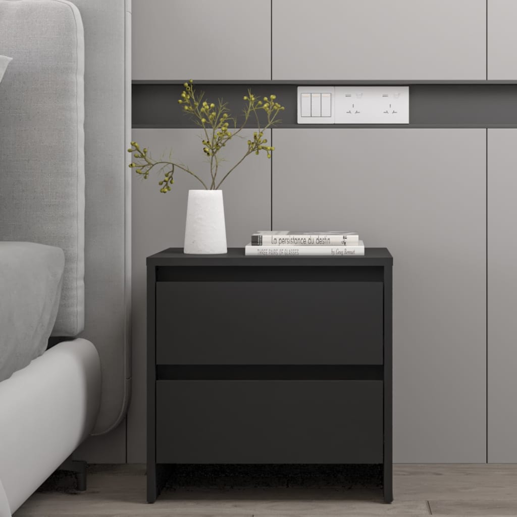 Berkfield Bedside Cabinet Black 45x34.5x44.5 cm Engineered Wood