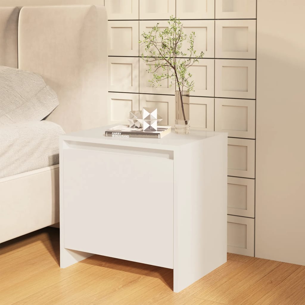 Berkfield Bedside Cabinet High Gloss White 45x34x44.5 cm Engineered Wood