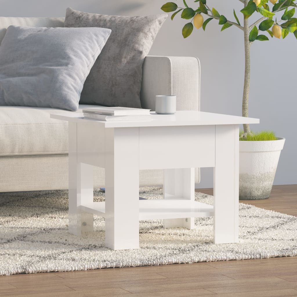 Berkfield Coffee Table High Gloss White 55x55x42 cm Engineered Wood
