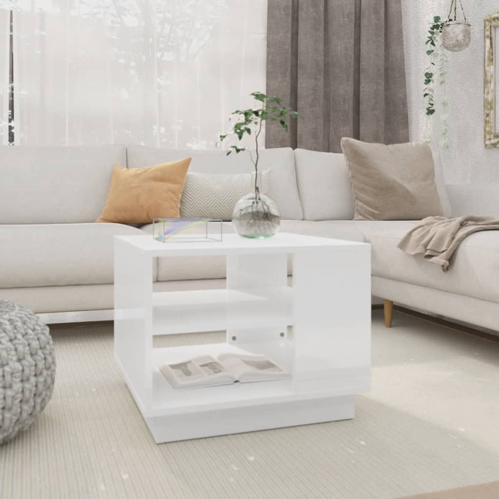 Berkfield Coffee Table High Gloss White 55x55x43 cm Engineered Wood