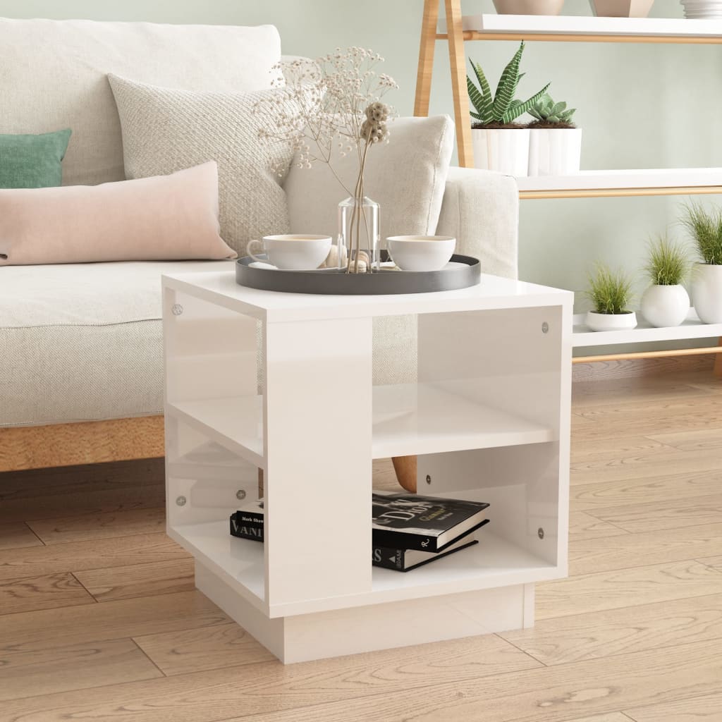 Berkfield Coffee Table High Gloss White 40x40x43 cm Engineered Wood