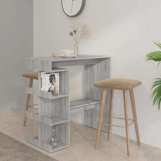 Berkfield Bar Table with Storage Rack Grey Sonoma 100x50x101.5 cm
