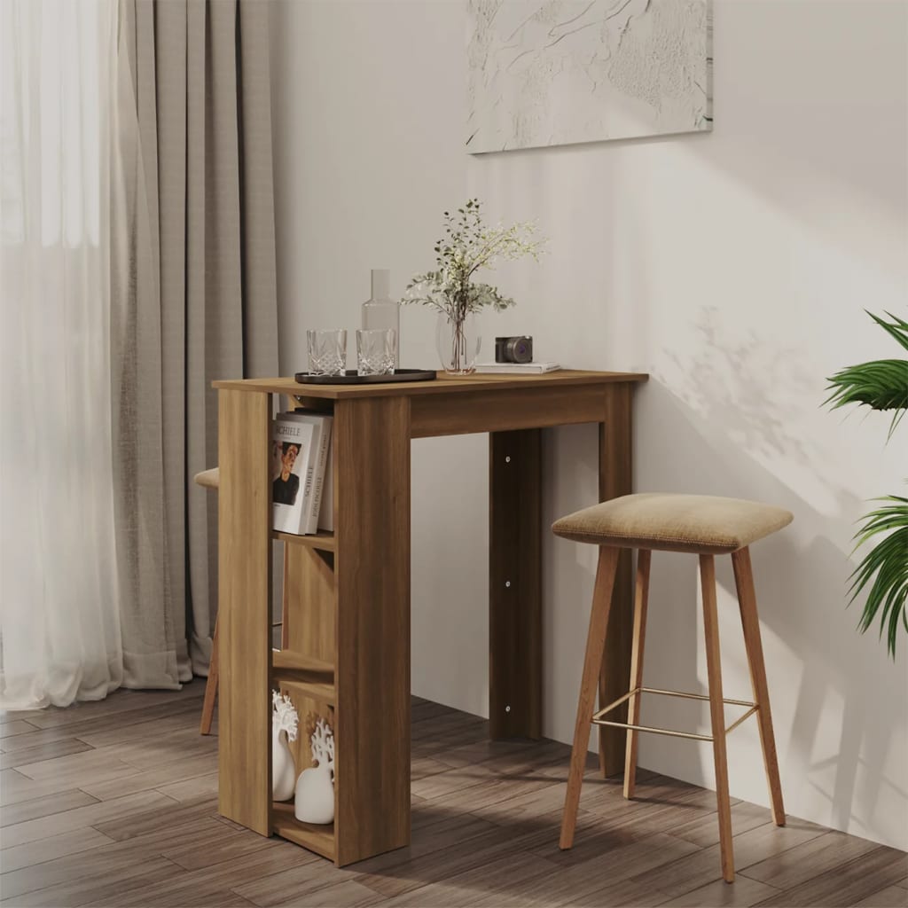 Berkfield Bar Table with Shelf Brown Oak 102x50x103.5 cm Engineered Wood