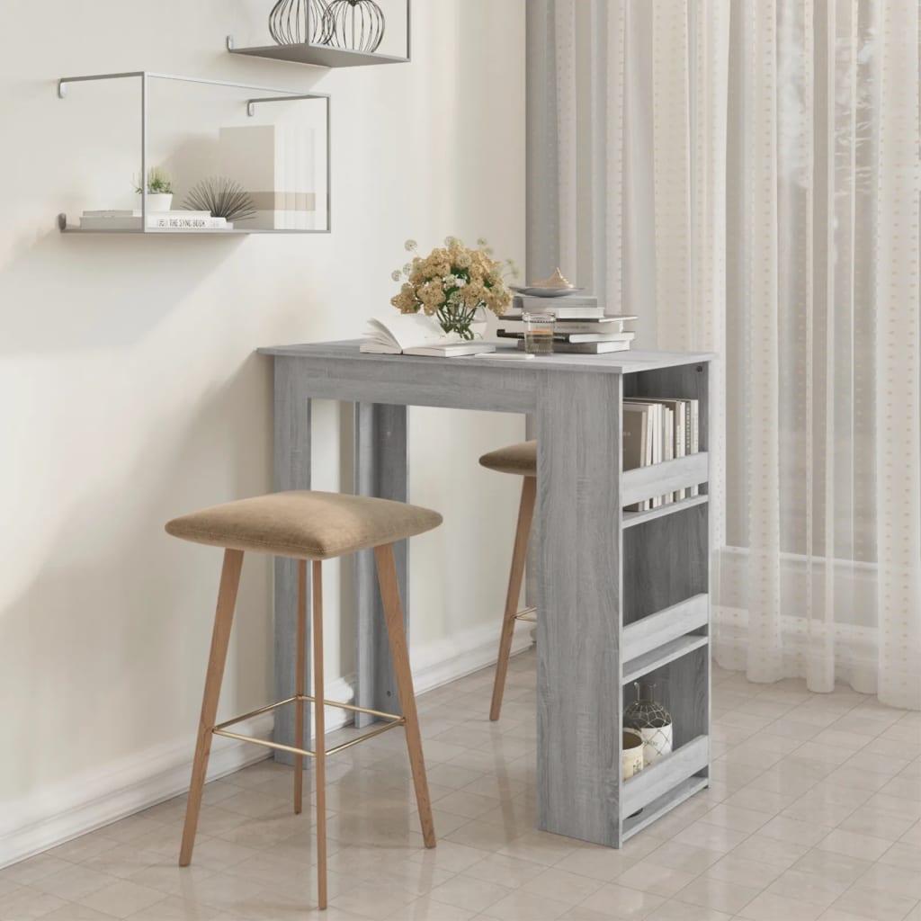 Berkfield Bar Table with Storage Rack Grey Sonoma 102x50x103.5cm Engineered Wood
