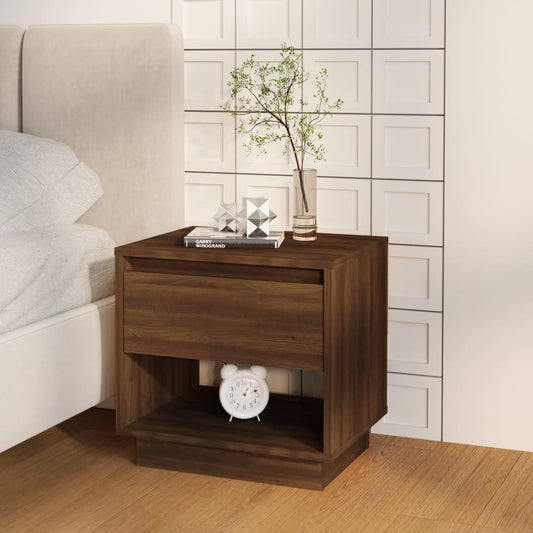 Berkfield Bedside Cabinet Brown Oak 45x34x44 cm Engineered Wood