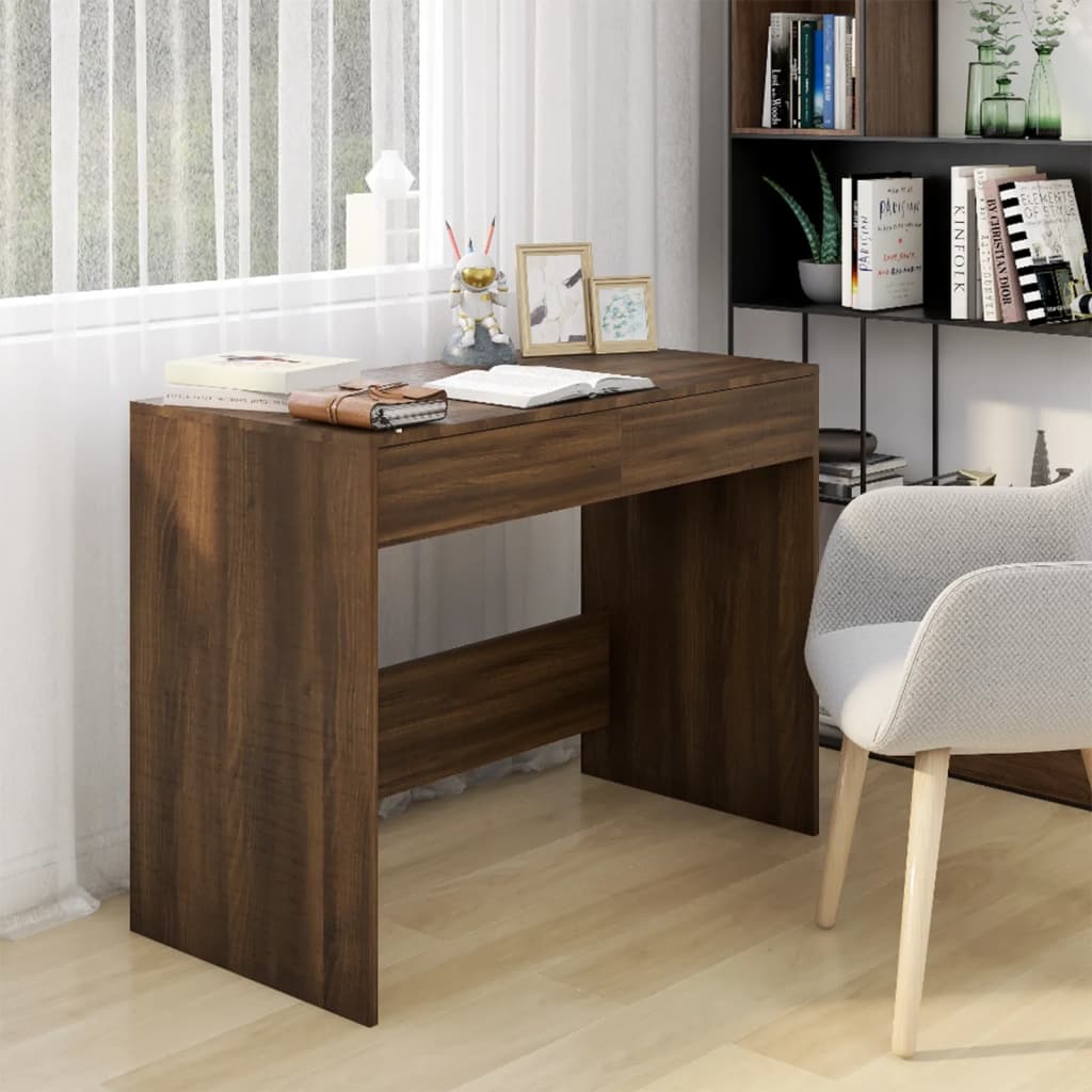 Berkfield Desk Brown Oak 101x50x76.5 cm Engineered Wood