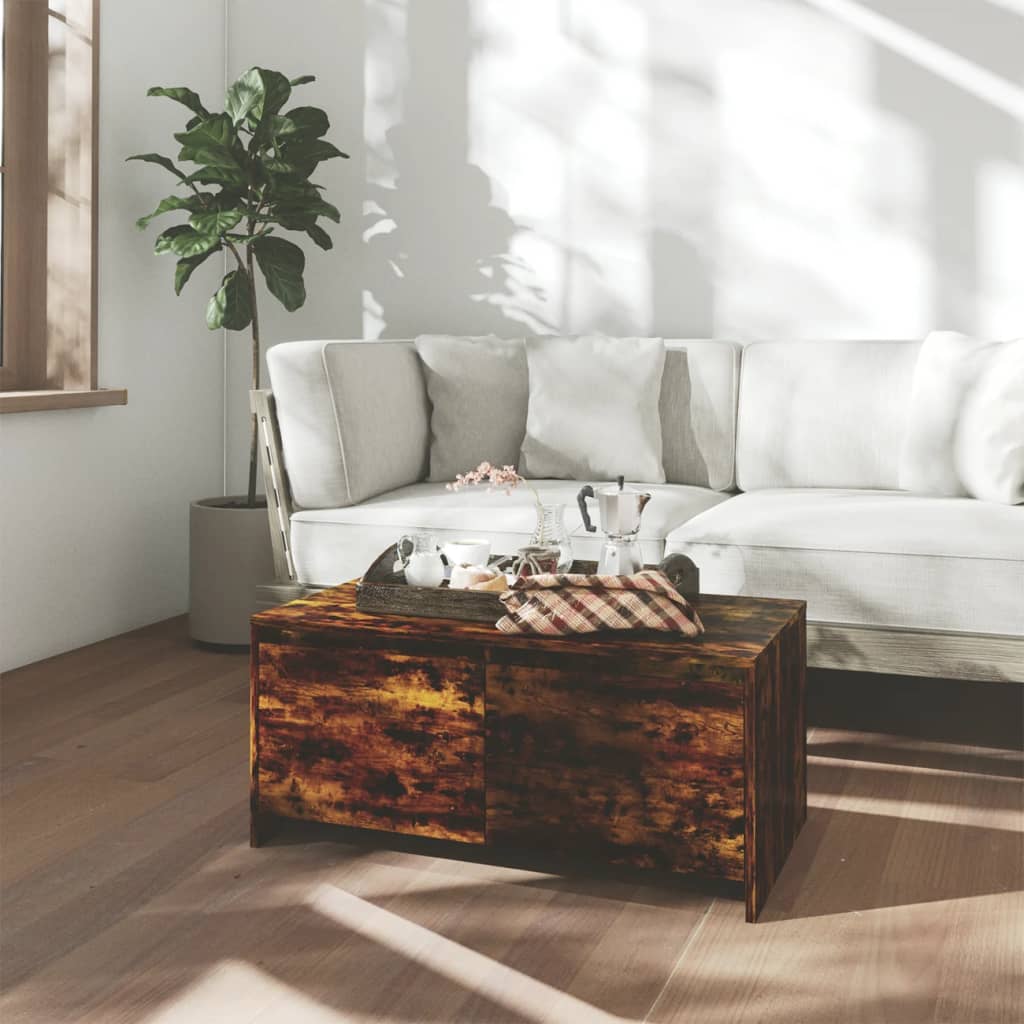 Berkfield Coffee Table Smoked Oak 90x50x41.5 cm Engineered Wood