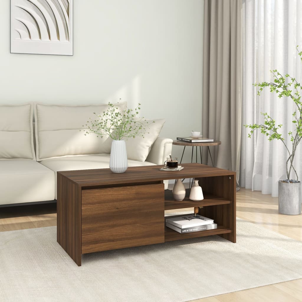 Berkfield Coffee Table Brown Oak 102x50x45 cm Engineered Wood