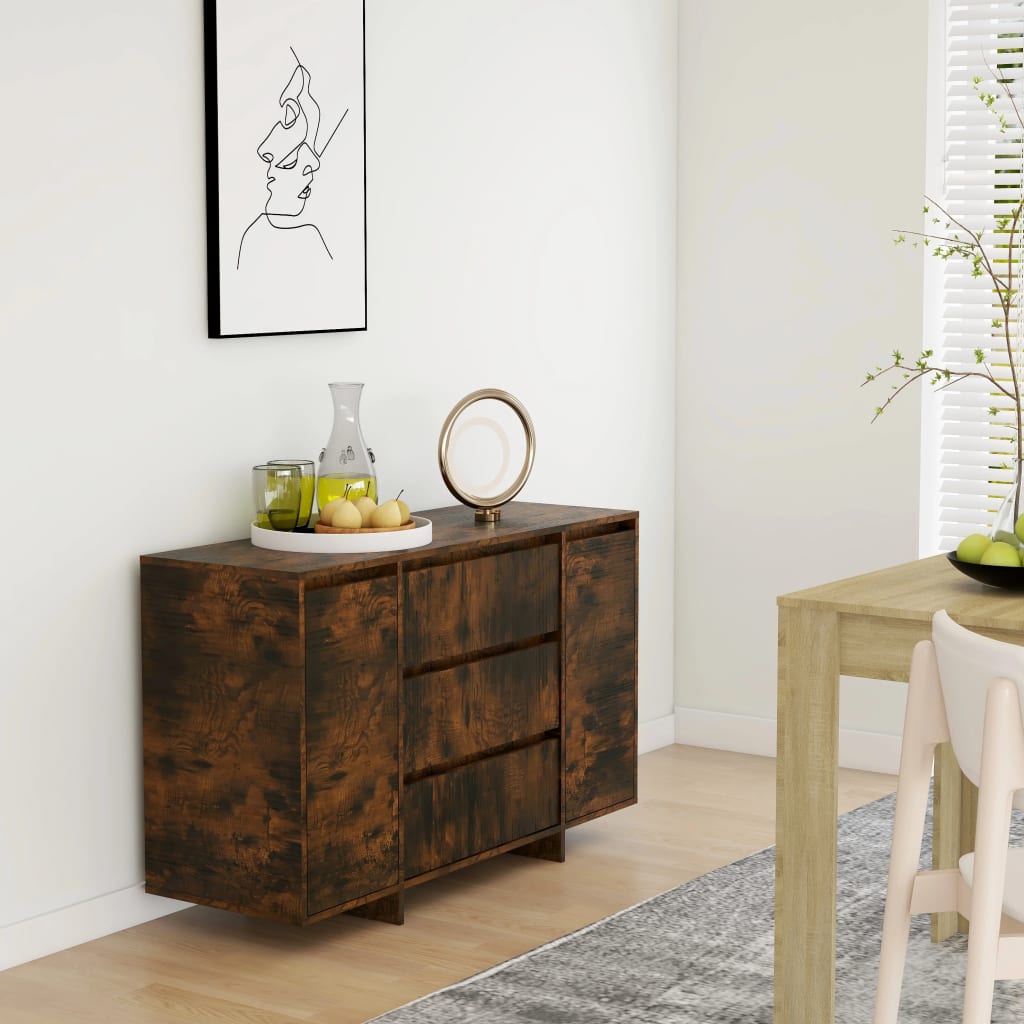 Berkfield Sideboard with 3 Drawers Smoked Oak 120x41x75 cm Engineered Wood