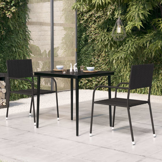 Berkfield Garden Dining Table Black 80x80x74 cm Steel and Glass