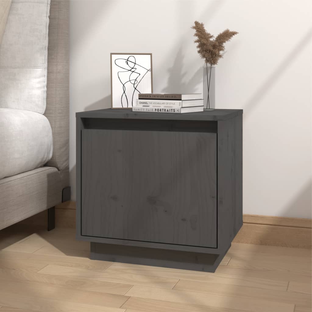 Berkfield Bedside Cabinet Grey 40x30x40 cm Solid Wood Pine