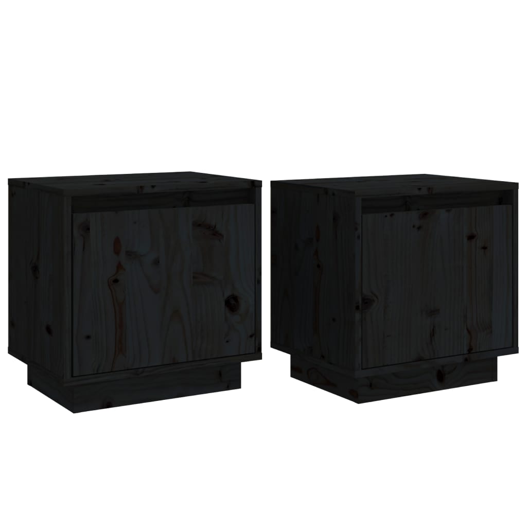 Berkfield Bedside Cabinets 2 pcs Black 40x30x40 cm Solid Wood Pine