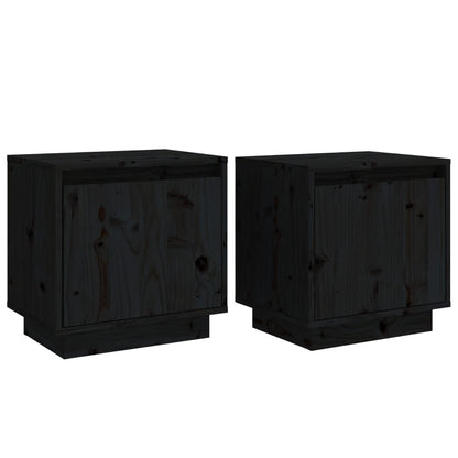 Berkfield Bedside Cabinets 2 pcs Black 40x30x40 cm Solid Wood Pine