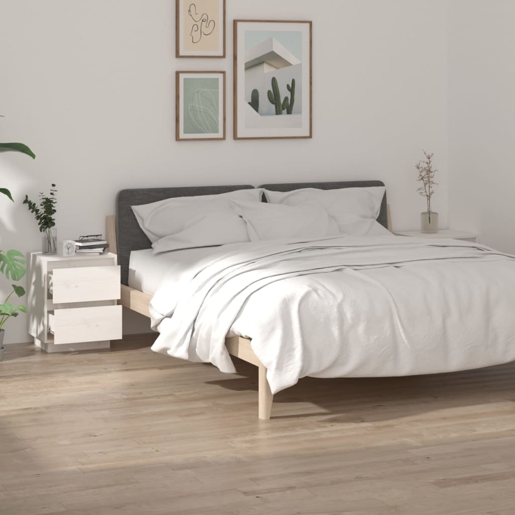 Berkfield Bedside Cabinets 2 pcs White 40x35x50 cm Solid Wood Pine