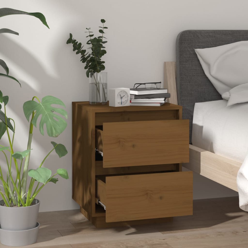 Berkfield Bedside Cabinet Honey Brown 40x35x50 cm Solid Wood Pine