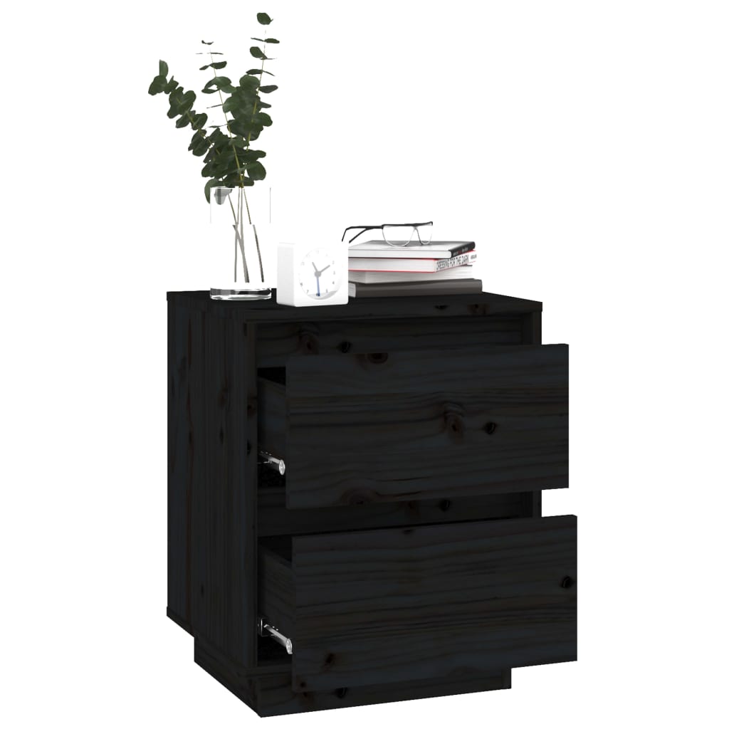 Berkfield Bedside Cabinet Black 40x35x50 cm Solid Wood Pine