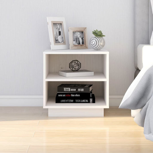 Berkfield Bedside Cabinet White 40x34x40 cm Solid Wood Pine