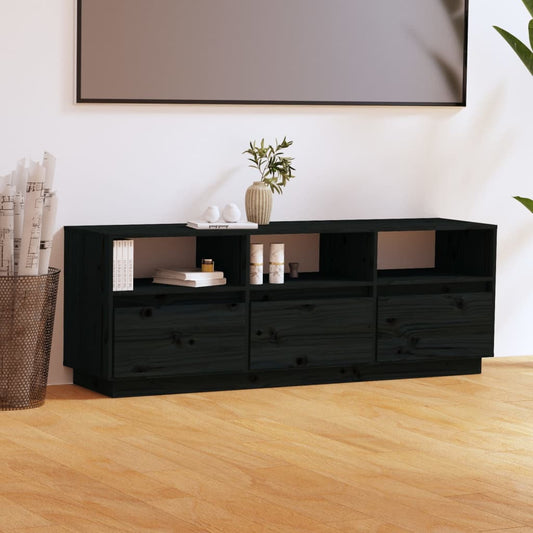 Berkfield TV Cabinet Black 140x37x50 cm Solid Wood Pine