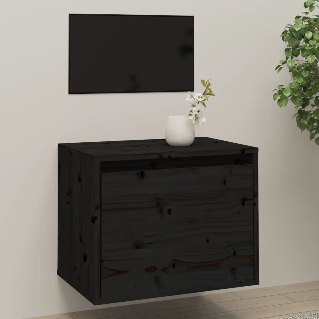 Berkfield Wall Cabinet Black 45x30x35 cm Solid Pinewood