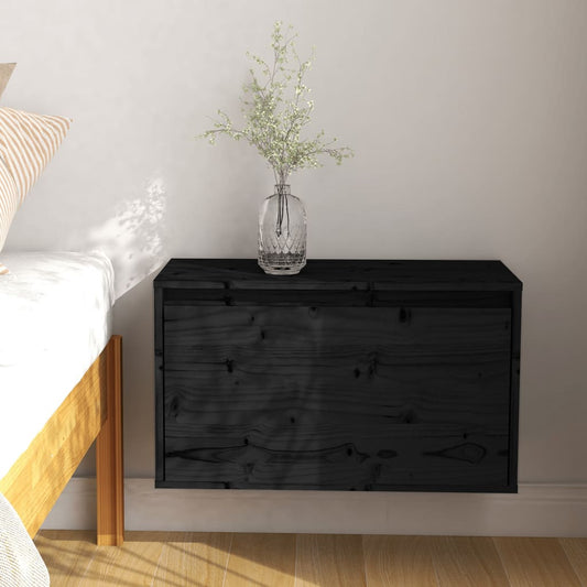 Berkfield Wall Cabinet Black 60x30x35 cm Solid Pinewood