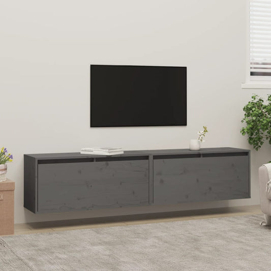 Berkfield Wall Cabinets 2 pcs Grey 80x30x35 cm Solid Wood Pine