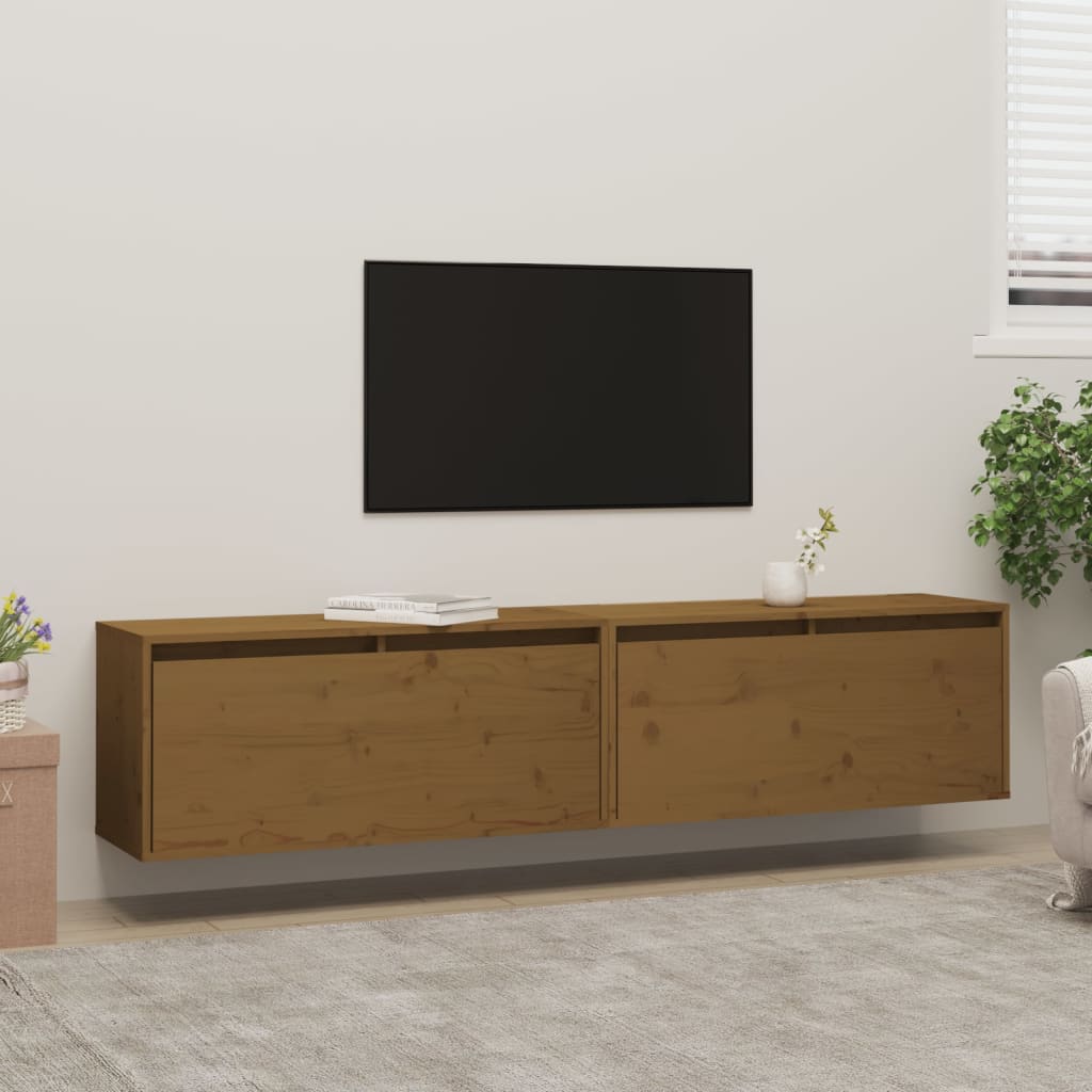 Berkfield Wall Cabinets 2 pcs Honey Brown 80x30x35 cm Solid Wood Pine