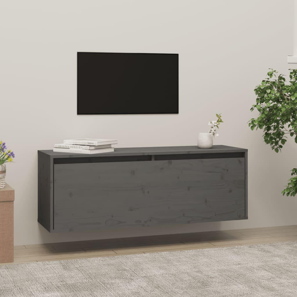 Berkfield Wall Cabinet Grey 100x30x35 cm Solid Wood Pine