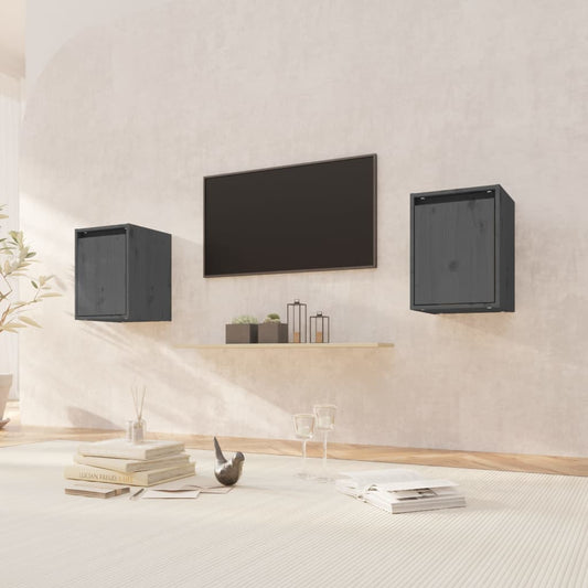 Berkfield Wall Cabinets 2 pcs Grey 30x30x40 cm Solid Wood Pine