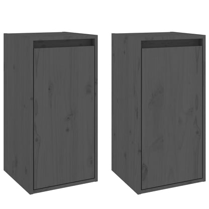 Berkfield Wall Cabinets 2 pcs Grey 30x30x60 cm Solid Wood Pine