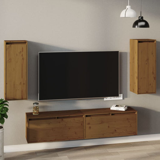 Berkfield Wall Cabinets 2 pcs Honey Brown 30x30x80 cm Solid Wood Pine