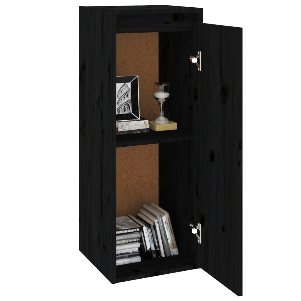 Berkfield Wall Cabinet Black 30x30x80 cm Solid Wood Pine