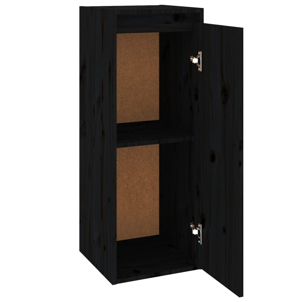 Berkfield Wall Cabinet Black 30x30x80 cm Solid Wood Pine