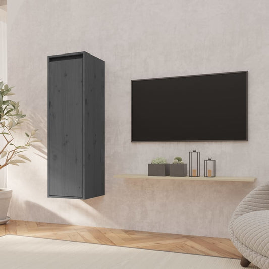 Berkfield Wall Cabinet Grey 30x30x100 cm Solid Pinewood