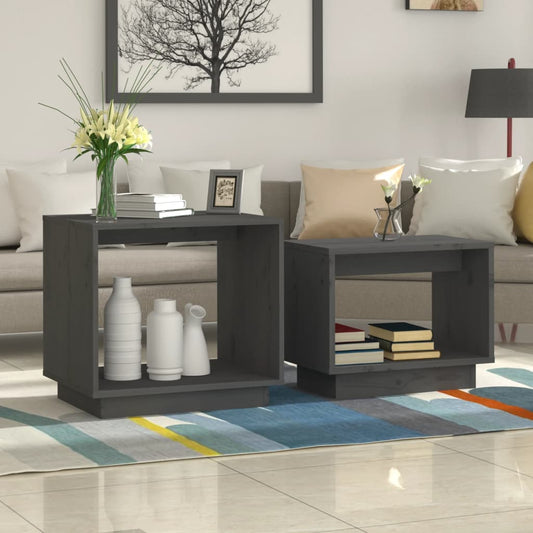 Berkfield Nesting Coffee Tables 2 pcs Grey Solid Wood Pine