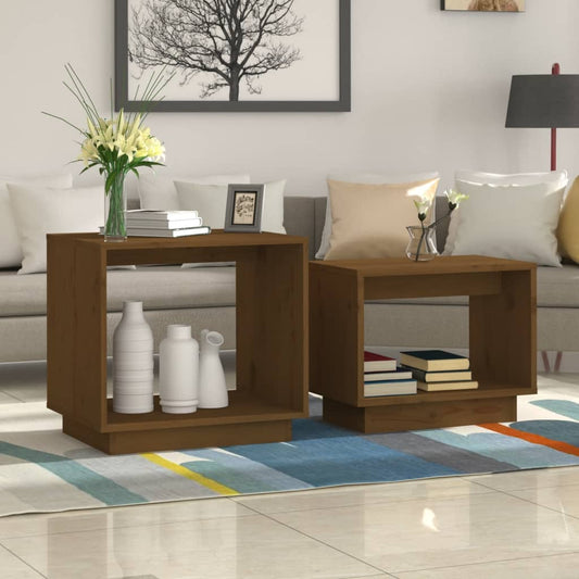 Berkfield Nesting Coffee Tables 2 pcs Honey Brown Solid Wood Pine