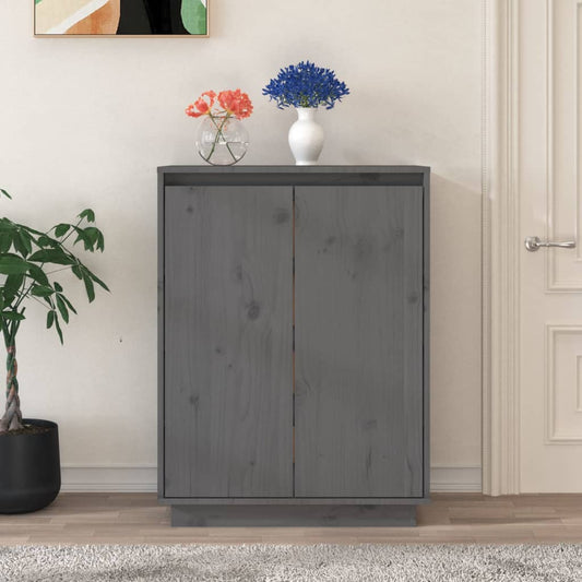 Berkfield Shoe Cabinet Grey 60x35x80 cm Solid Wood Pine