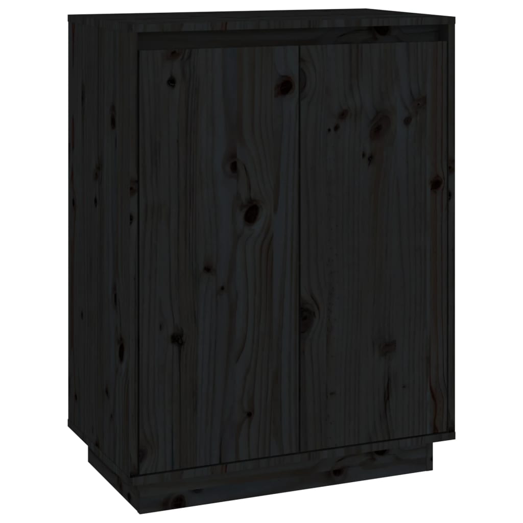 Berkfield Shoe Cabinet Black 60x35x80 cm Solid Wood Pine