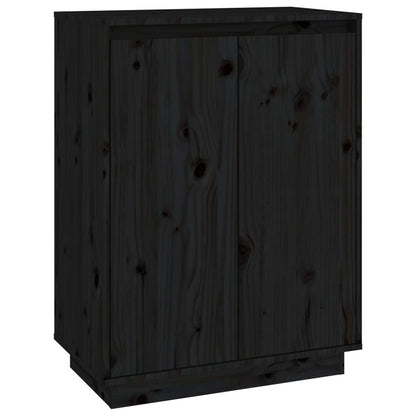 Berkfield Shoe Cabinet Black 60x35x80 cm Solid Wood Pine