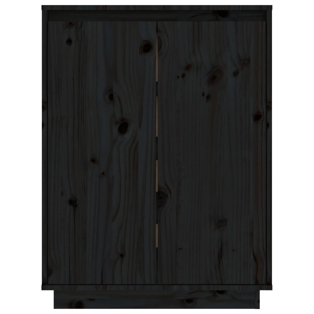 Berkfield Shoe Cabinet Black 60x35x80 cm Solid Wood Pine
