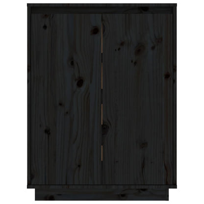 Berkfield Shoe Cabinet Black 60x35x80 cm Solid Wood Pine