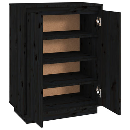 Berkfield Shoe Cabinet Black 60x35x80 cm Solid Wood Pine